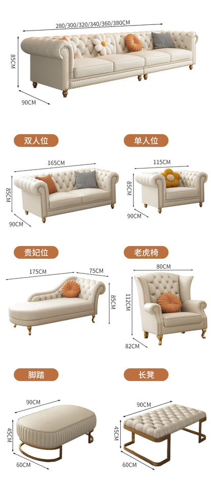Designer Genuine Leather Sofas Fancy Living Room Lounge Floor Sofa Loveseat Modern Canape Salon De Luxe Apartment Furniture
