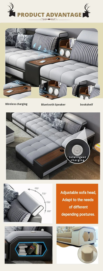 'Customizable royal Nordic modern style has music to play sectionals sofa set 7 seater living room Furniture designs