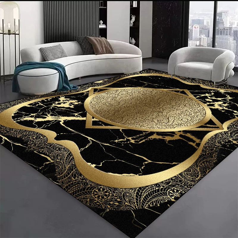 Nordic Golden Geometry Carpets for Living Room Home Bedroom Decoration Rug Luxury Parlor Study Decor Rugs Sofa Table Beside Mats