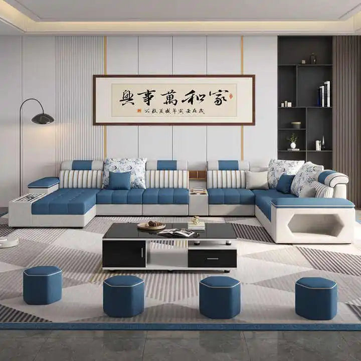Italian Simple Modern Light Luxury Sofa Living Room Furniture White Grey Orange Corner Modular Sofa