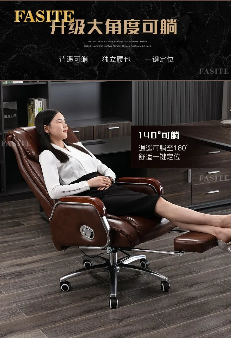 Retro Executive Leather Chair Armchairs Editor Choises Fashion Aluminium Office Chair Working Relax Silla Escritorio