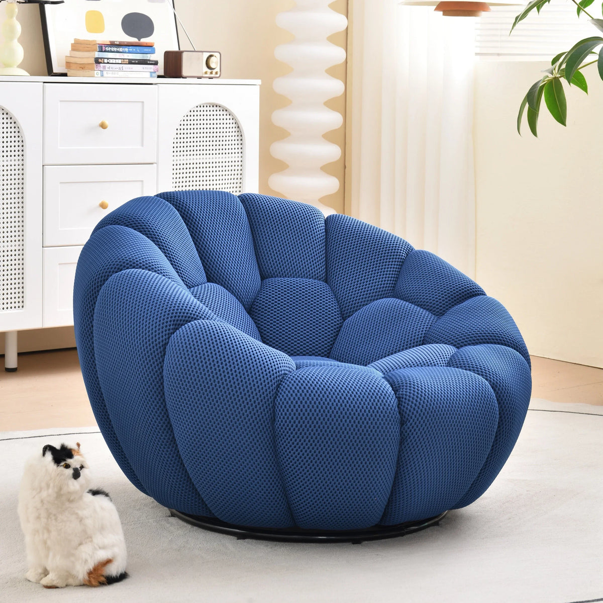 Modern Pumpkin Chair Luxury Bubble Sofa Single Lounge Seat Lazy Recliner for Bedroom Balcony Living Room Aesthetic Accent