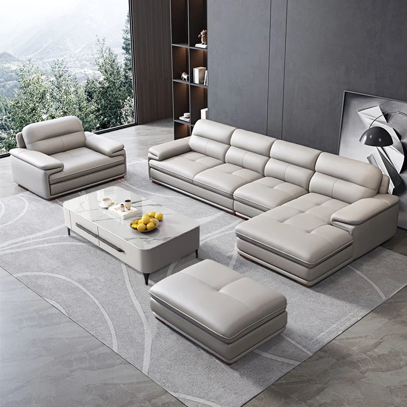 Italian leather, simple size apartment, sofa combination