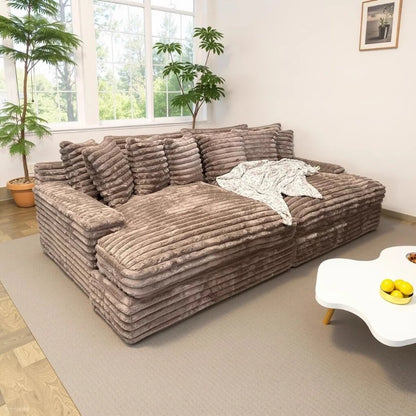 Corduroy Lazy Sofa Straight Row Sponge Fabric Armchair Recliner Compressed Vacuum Sofa Bed Lounge Living Room Bedroom Furniture