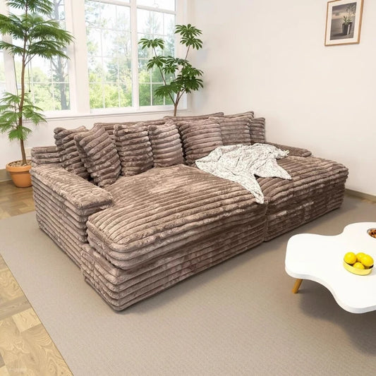Corduroy Lazy Sofa Straight Row Sponge Fabric Armchair Recliner Compressed Vacuum Sofa Bed Lounge Living Room Bedroom Furniture