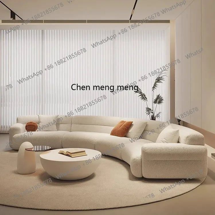 B456 Minimalist new fan-shaped large flat-layer curved sofa customized left and right concubine lamb wool large apartment