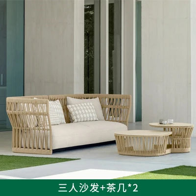Outdoor sofa, courtyard, rattan woven outdoor swimming pool, homestay furniture, leisure combination, outdoor rattan chair