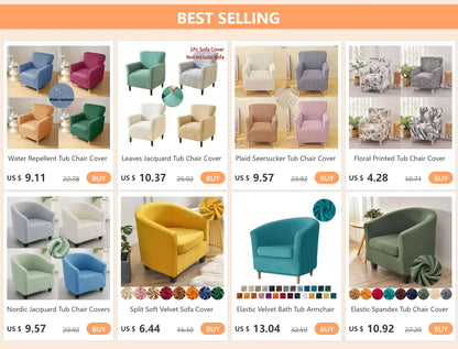 Elastic Spandex Tub Chair Cover Stretch Armchair Cover Club Sofa Slipcover for Living Room Couch Covers with Seat Cushion Covers