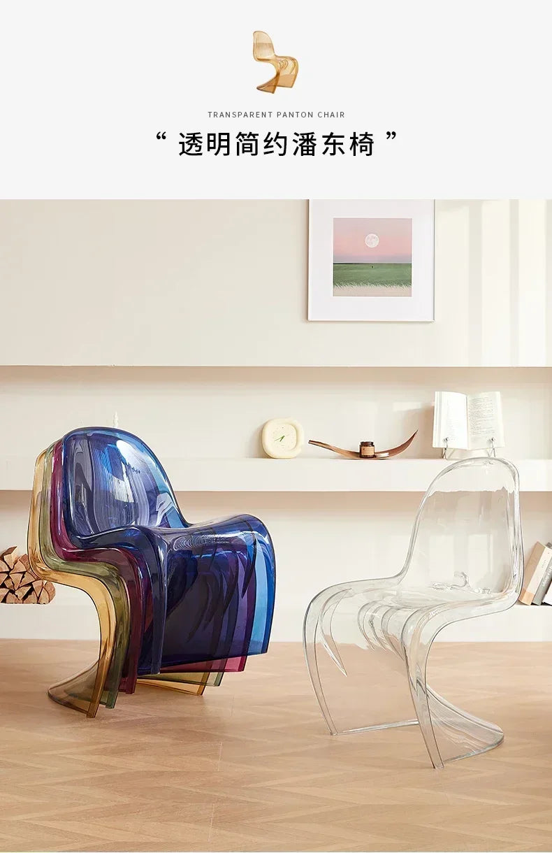 Design Minimalist Dining Chair Acrylic Kitchen Colorful Office Chair Modern Living Room Cadeira Kitchen Furniture  A1