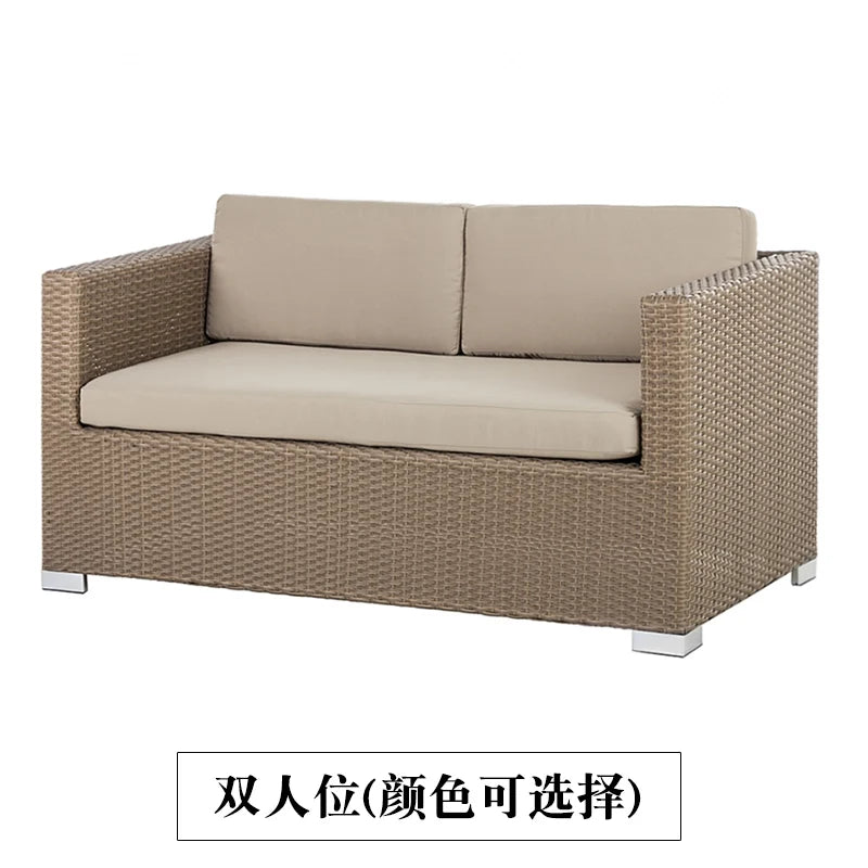 Outdoor Coffee Table Garden Sofas Combination Leisure Nordic Lawn Garden Sofas Simple Pe Rattan Furniture Sofá Jardín MHHYSF