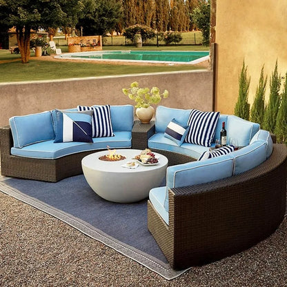Outdoor round rattan sofa combination garden courtyard semi-circular rattan chair outdoor hotel curved living room