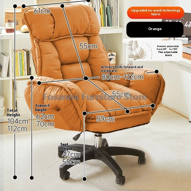 Comfort Soft Desk Chair with Adjustable Armrests Home Office Ergonomic Wide Seat Computer Chairs High-Back Gaming Recliner Chair