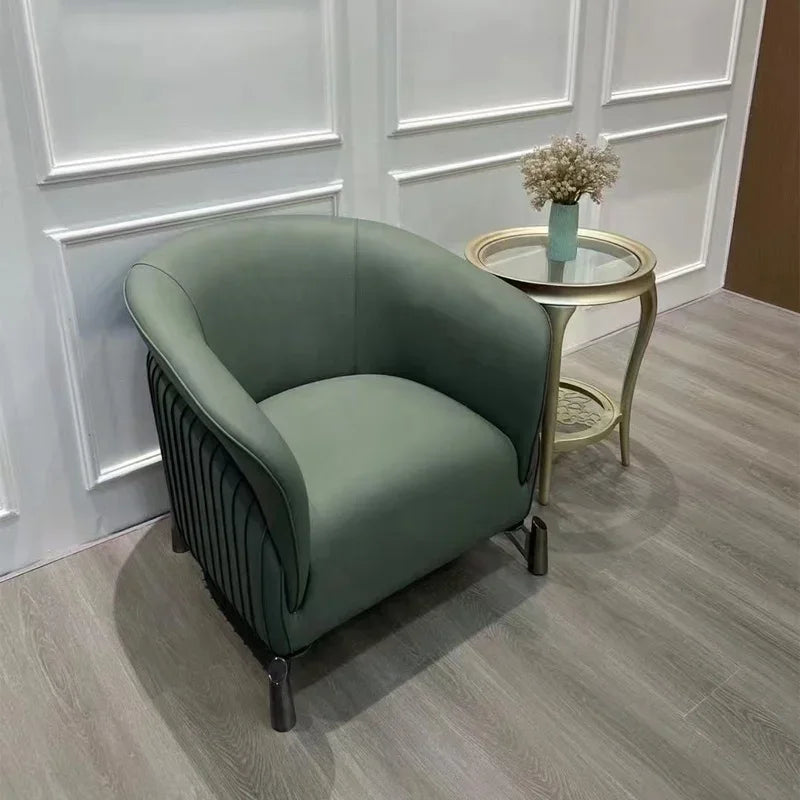 Italian style living room small chairs office and guest rooms single sofa chairs rotatable genuine leather leisure chairs