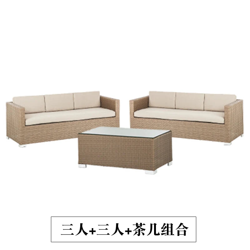 Outdoor Coffee Table Garden Sofas Combination Leisure Nordic Lawn Garden Sofas Simple Pe Rattan Furniture Sofá Jardín MHHYSF