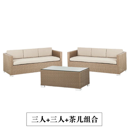 Outdoor Coffee Table Garden Sofas Combination Leisure Nordic Lawn Garden Sofas Simple Pe Rattan Furniture Sofá Jardín MHHYSF
