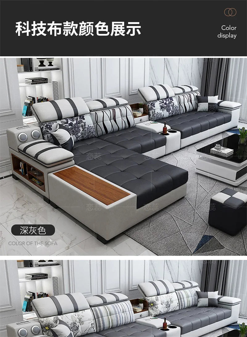 Nordic Luxury Technology Cloth Sofa for Living Room Furniture Modern Living Room Sofa Combination Large Apartment Sofa Set u