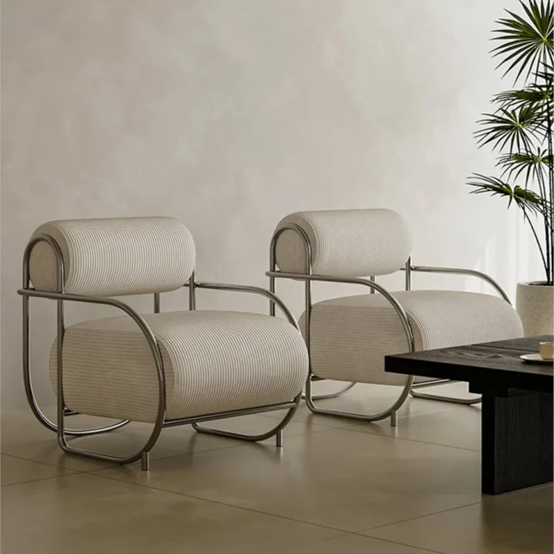 Antique Designer Single Sofa Chair Modern Simple Creative Leisure Chair Living Room Balcony Stainless Steel Leisure Chair