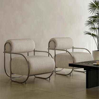 Antique Designer Single Sofa Chair Modern Simple Creative Leisure Chair Living Room Balcony Stainless Steel Leisure Chair