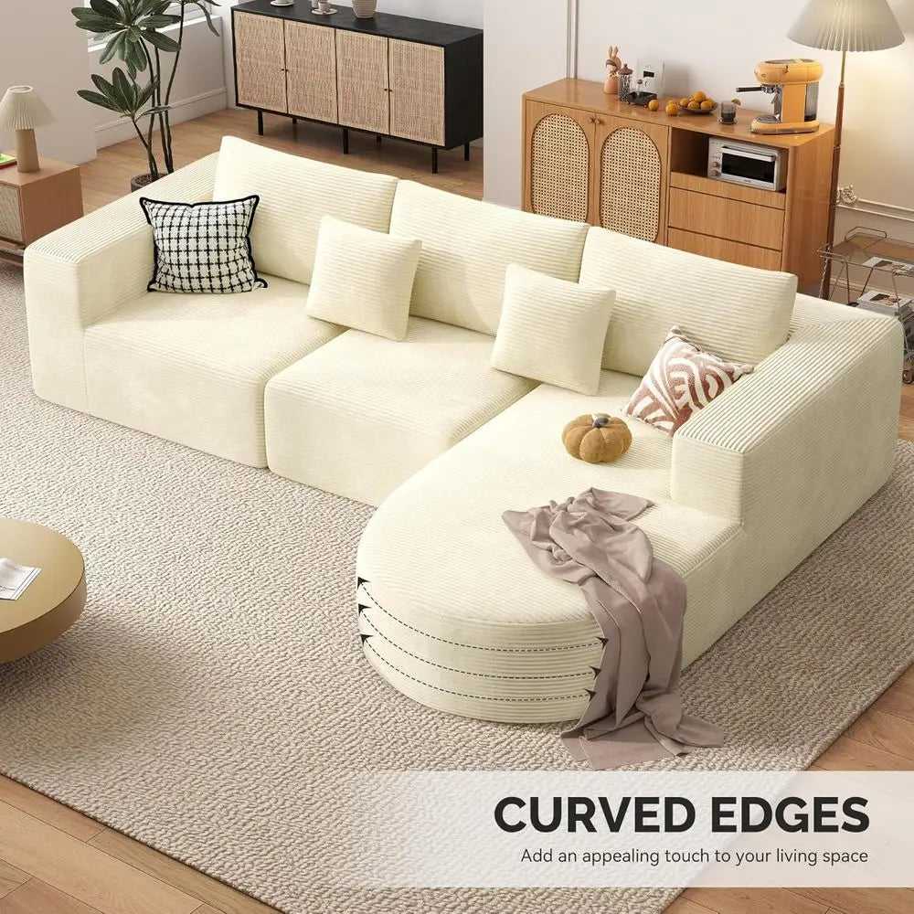 Cloud Sectional Sofa with L-Shape Chaise for Living Room, Deep Seated, Comfortable, No Assembly Needed, 1 Piece