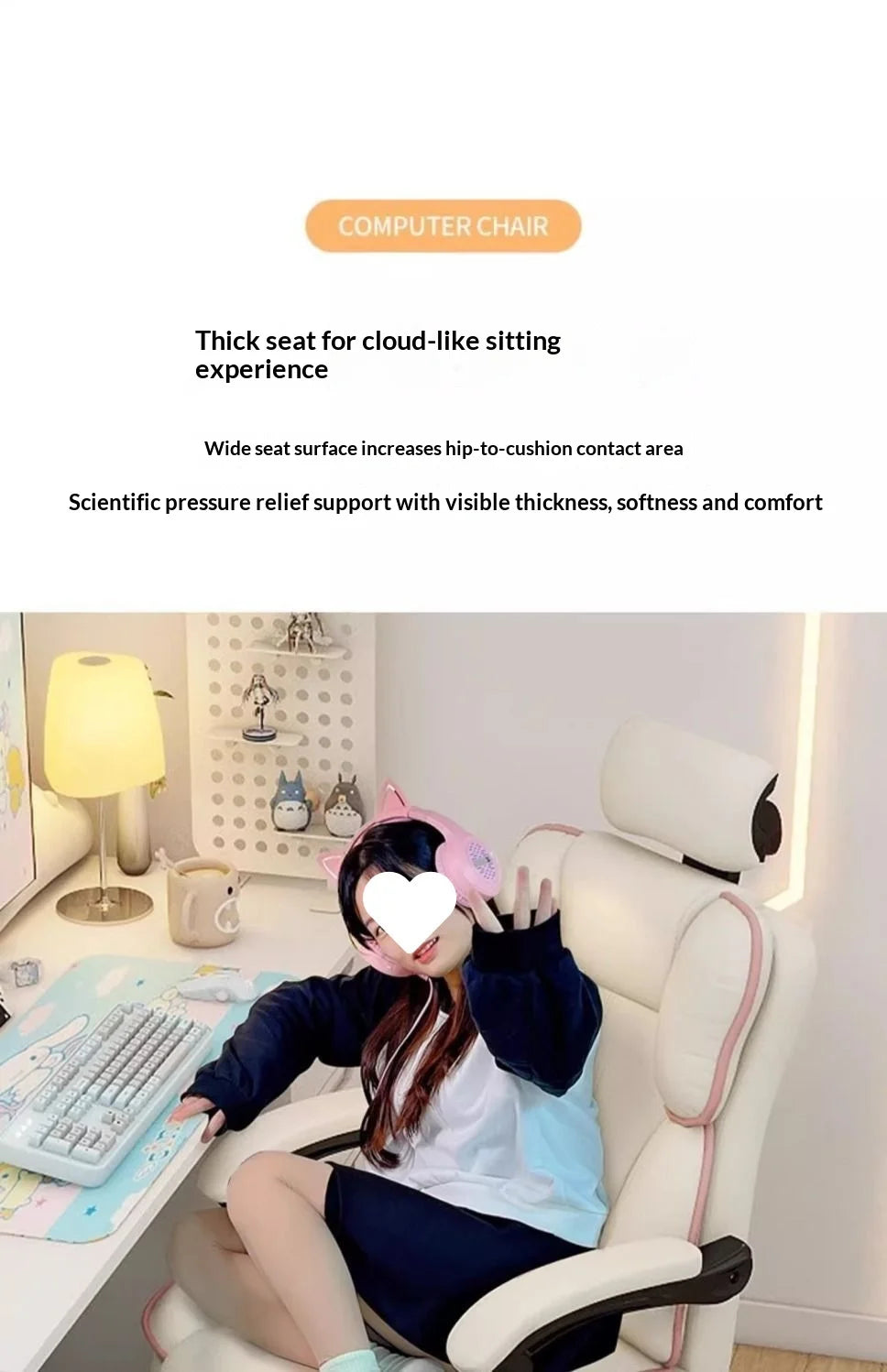 Ergonomic Office Chair Gaming High Back Computer Desk Chair Adjustable Lumbar Support Reclining Swivel Armrest Home Sillas
