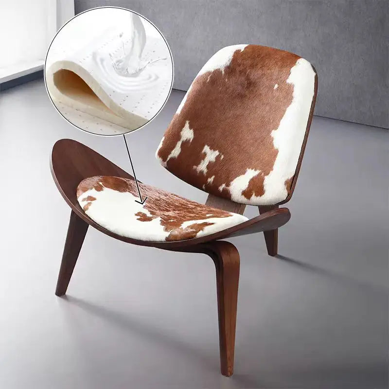 Nordic Solid Wood Walnut Color Leisure Chair Creative Simple Modern Three-legged Shell Chair Living Room Cafe Hotel Furniture