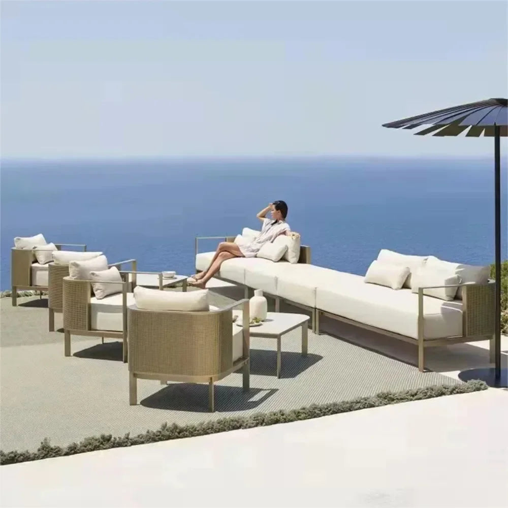 Outdoor furniture courtyard open-air garden outdoor waterproof and sun-proof balcony villa hotel simple leisure sofa combination