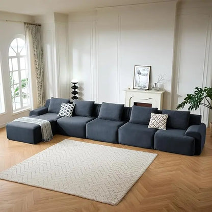 189" Boneless Couches for Living Room, L-Shaped 6-Seat Sofa Modular Sectional Sofa