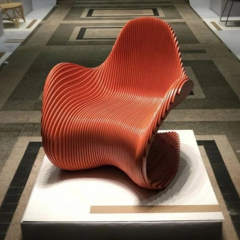 Solid wood slicing chair Small apartment living room ornament Interior furniture Villa design S-shaped single sofa