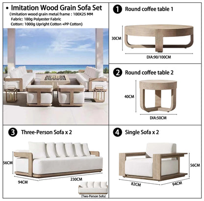 New Design Morden Outdoor Patio Furniture Sofa Set All Weather Waterproof Fabric Aluminum Sofa