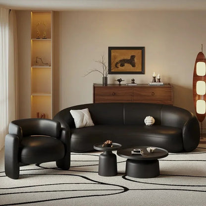 Minimalist special-shaped ingot sofa small apartment simple black leather art sofa
