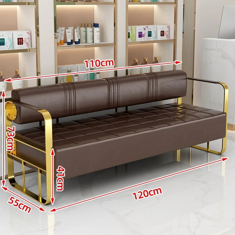 Famous Hair Salon Area Bench Hair Salon Waiting Light Luxury Stainless Steel Bar Sofa