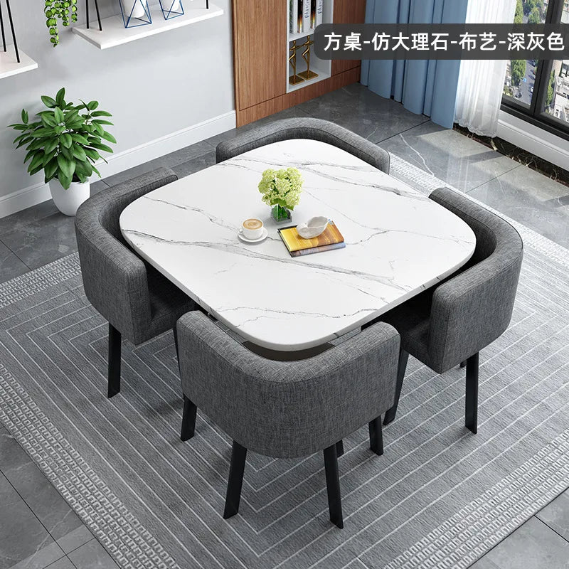 Simple Square Negotiation Table Set, Small Round Table for Shop or Reception, Rest Area Furniture, Space-saving and Elegant