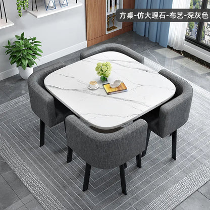Simple Square Negotiation Table Set, Small Round Table for Shop or Reception, Rest Area Furniture, Space-saving and Elegant
