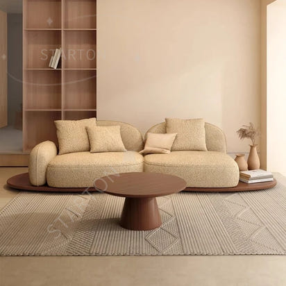 Log Style Furniture Modern Simple Modern Morocco Fabric Sectional Sofas