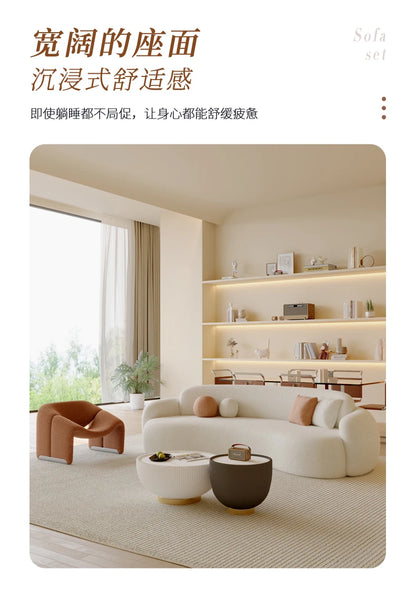Curved Living Room Sofas Designer Beauty Salon Sofa Clothing Store Rest Area Reception Sofa Cream Style Living Room Furniture GL
