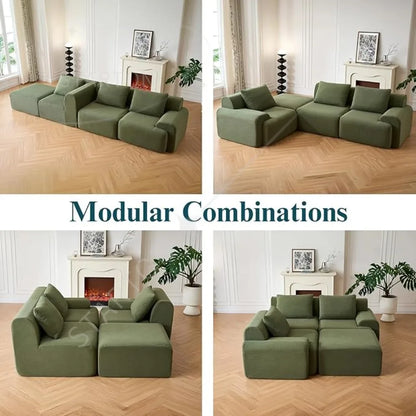 189" Boneless Couches for Living Room, L-Shaped 6-Seat Sofa Modular Sectional Sofa