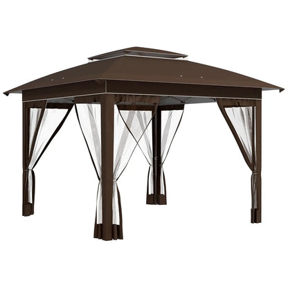 12x12 Pop Up Canopy Tent with Netting Carry Bag Instant Sun Shelter 137sqft Shade Height Adjustable Outdoor Garden Patio Custom