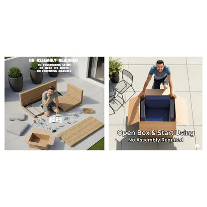 3-Piece Rattan Patio Furniture Set with Cushions - Ready to Use Outdoor Seating