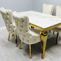 Set Luxury Simple Premium Beige Chair Dining Table