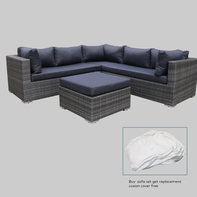 Weather-Resistant Outdoor Aluminum Wood Sofa Set Rattan Furniture for Farmhouse Courtyard Living Room Hotel Outdoor Conversation