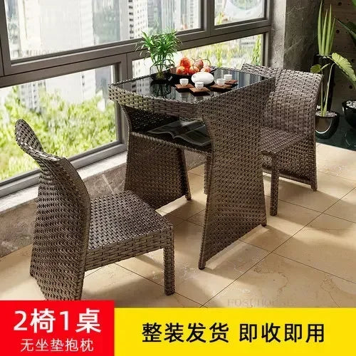 Nordic Outdoor Furniture Rattan Garden Furniture Sets Minimalist Dining Table Chair Set Courtyard Balcony Table and Chair Set XX