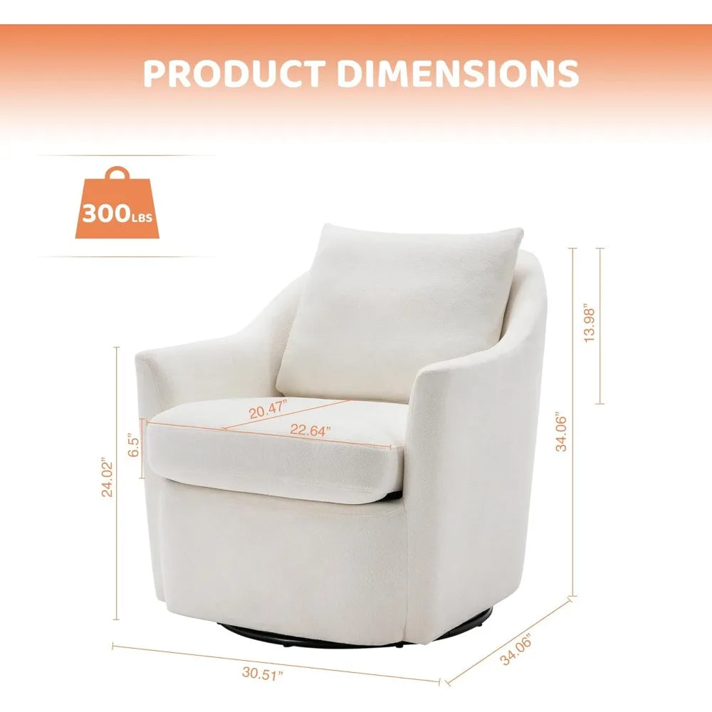 Swivel Accent Chair, Living Room Chair Upholstered 360° Swivel Chair Modern Reading Armchair for Bedroom/Office/Nursery,