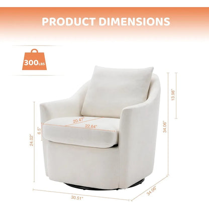 Swivel Accent Chair, Living Room Chair Upholstered 360° Swivel Chair Modern Reading Armchair for Bedroom/Office/Nursery,