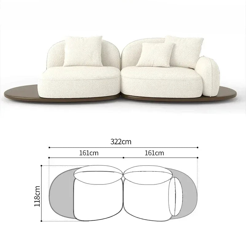Living Room Coffee Table Designer Creative Three-person Log Style Furniture Modern Simple Modern Morocco Fabric Sectional Sofas