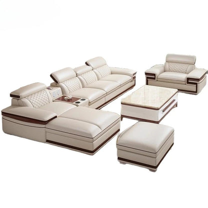 Modern simple leather sofa living room home light luxury sofa concubine combination