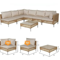 Garden Sofas 7-Piece Wicker Patio Furniture Set, All-Weather Boho Outdoor Conversation Set Sectional Sofa  Garden Sofas