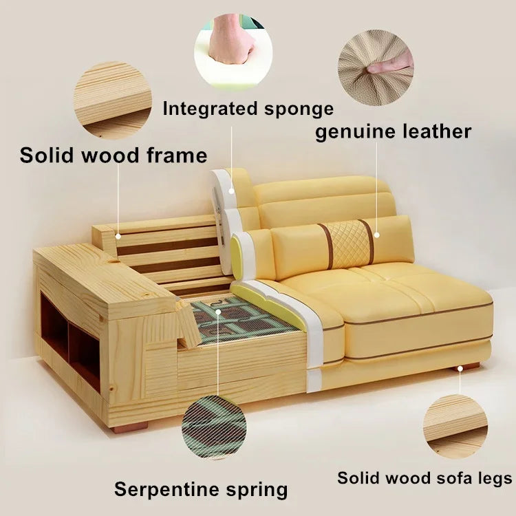 Leather Sectional Sofa for Living Room, Massage Recliner, Home Furniture, Modern Style