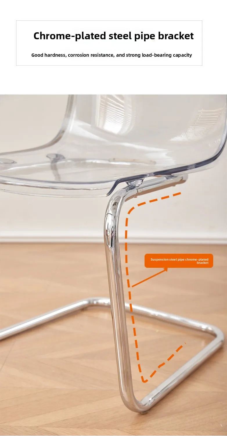Nordic Modern Clear Acrylic Dining Chair Transparent Plastic Thickened Backrest Chair Simple Home Dining Room Furniture Design