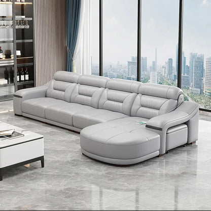 MINGDIBAO Genuine Leather Living Room Sofa Set Power Reclining Couch Electric Recliners with Stool Seating Room, Sofa Reclinable