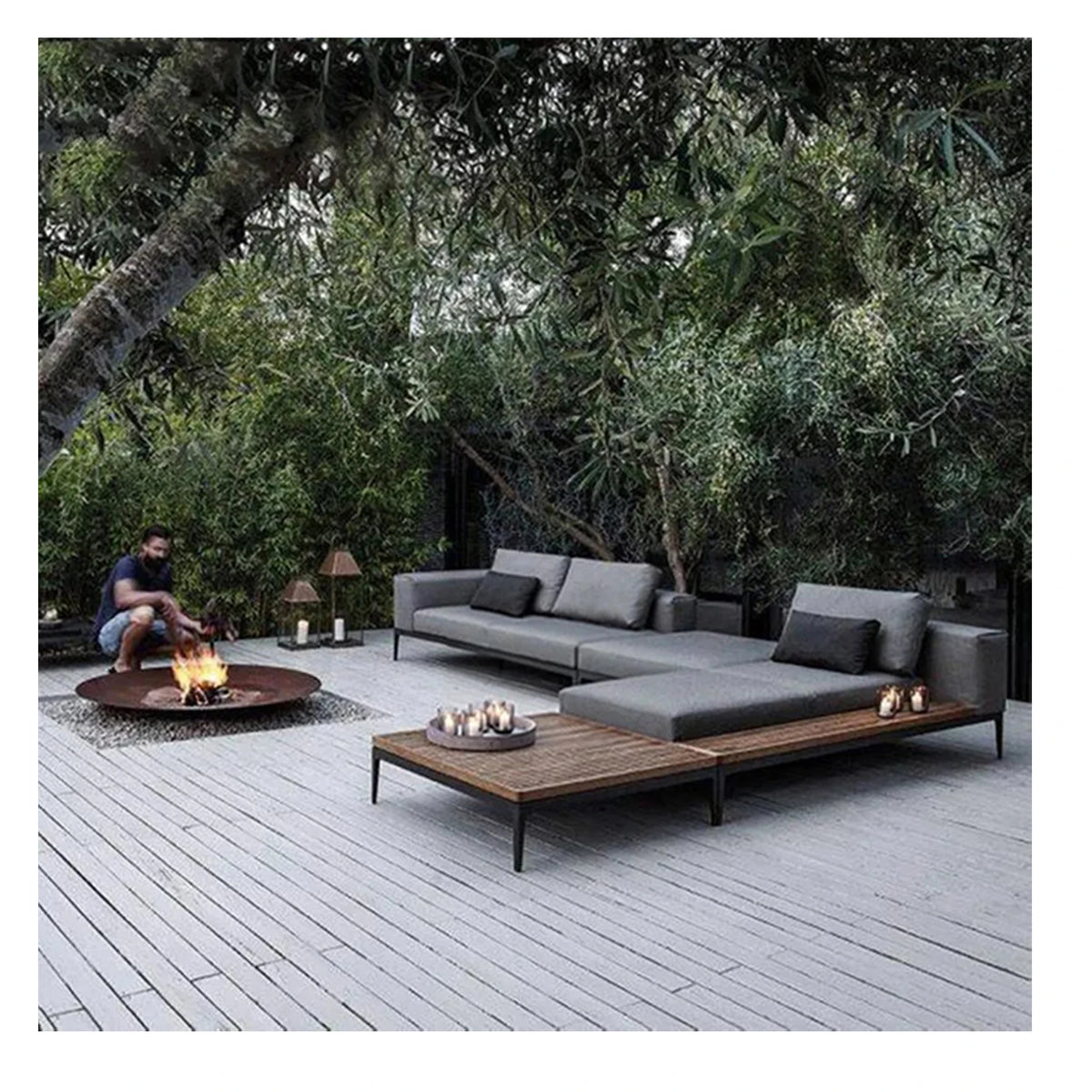 Nordic Modern Hotel Terrace Leisure Sofa Set Wicker Outdoor Garden Furniture Aluminum Frame Outdoor Use
